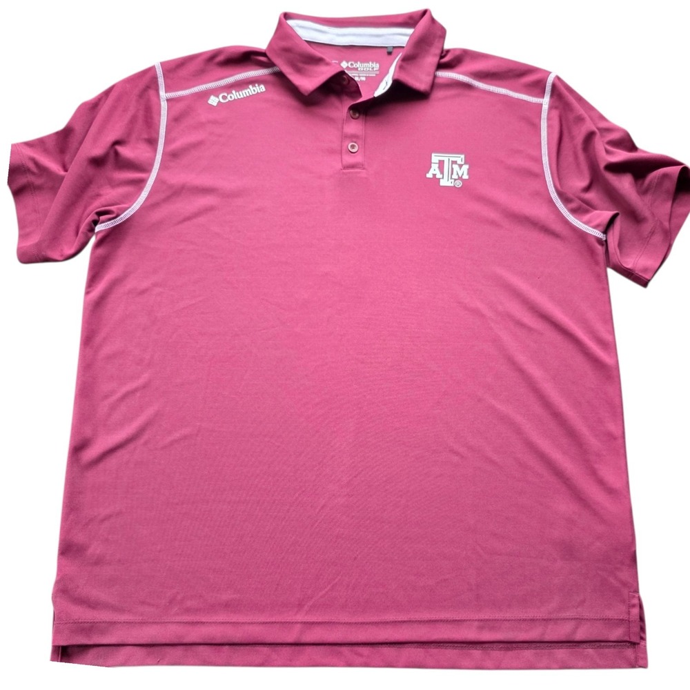 Texas A&M Aggies Columbia Polo Shirt Mens Sz L Maroon Embroidered‎ Golf *1047